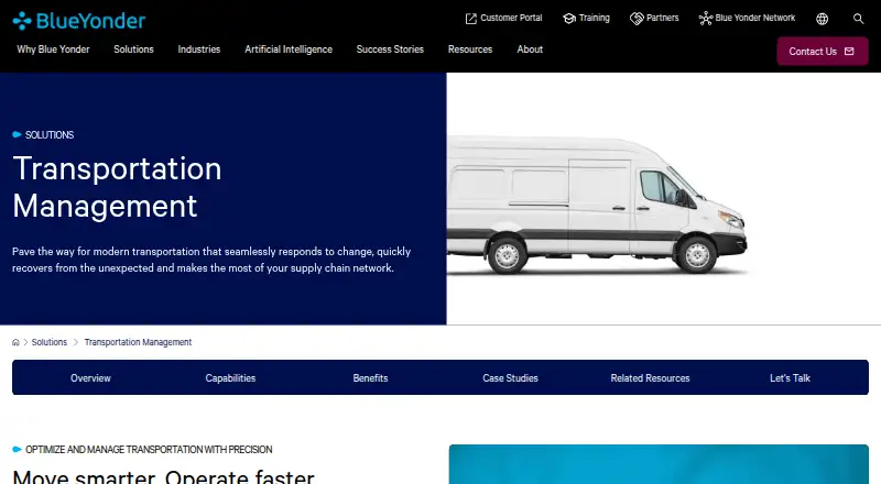 Blue Yonder Transportation Management's website