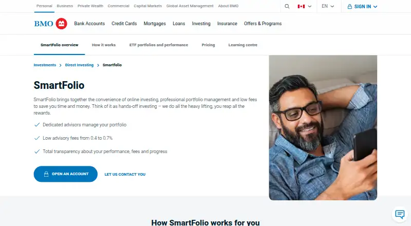 BMO SmartFolio's website