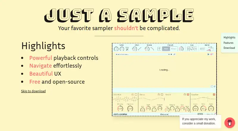 Just a Sample's website