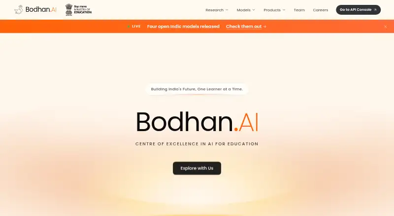 The Bodhan AI homepage