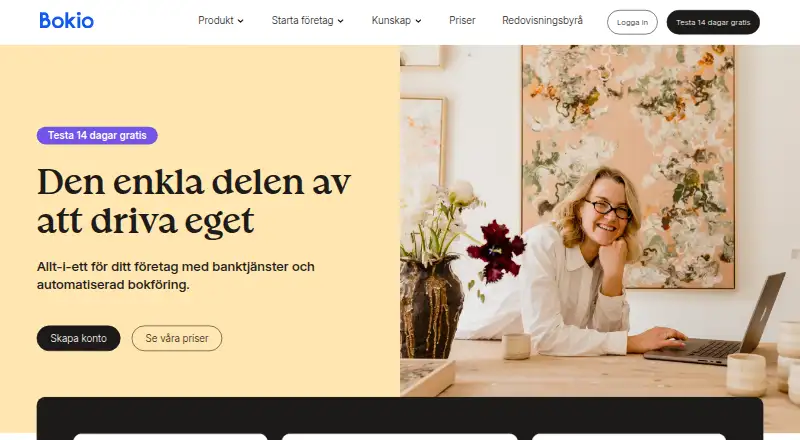 The Bokio homepage