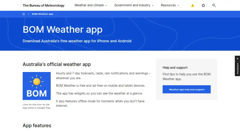 BOM Weather's website