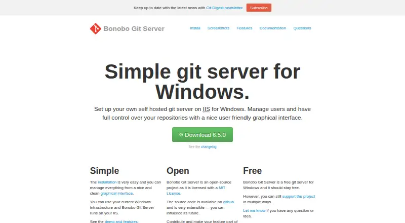 Bonobo Git Server's website