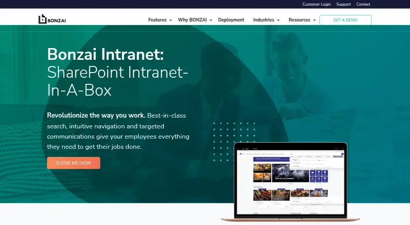 The Bonzai Intranet homepage