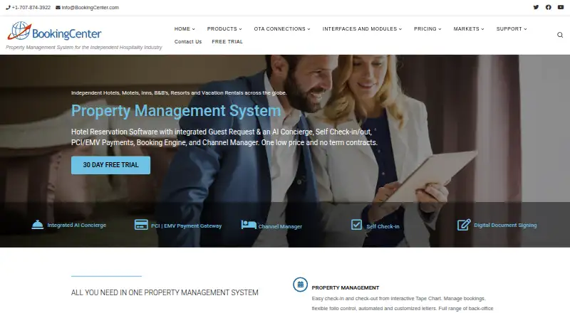 BookingCenter's website