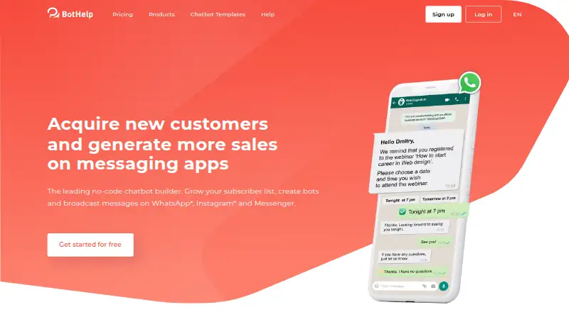 The BotHelp homepage