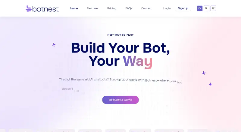 The BotNest homepage