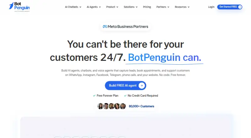 The BotPenguin homepage
