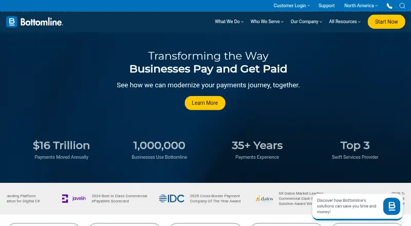Bottomline Financial Messaging's website