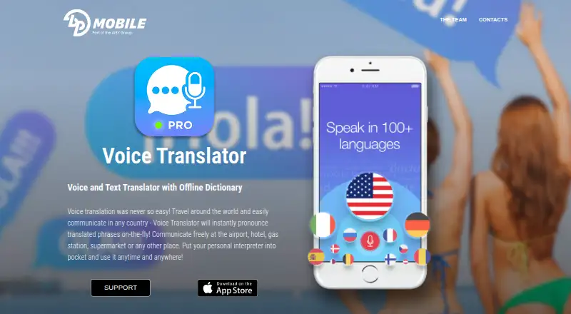 Voice Translator: AI Translate's website
