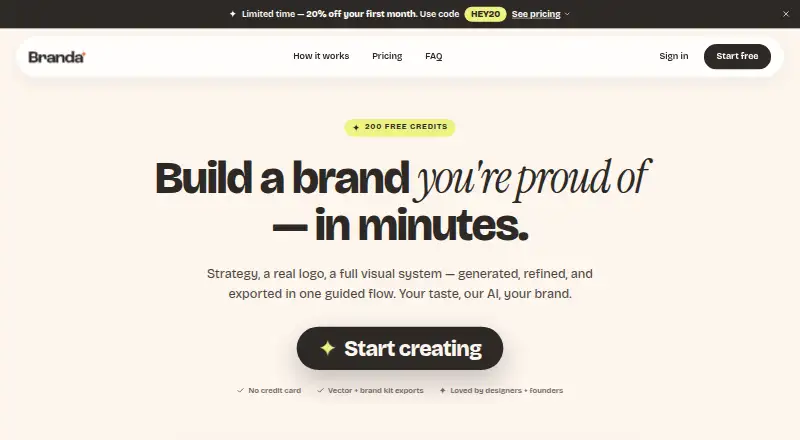 The Branda homepage