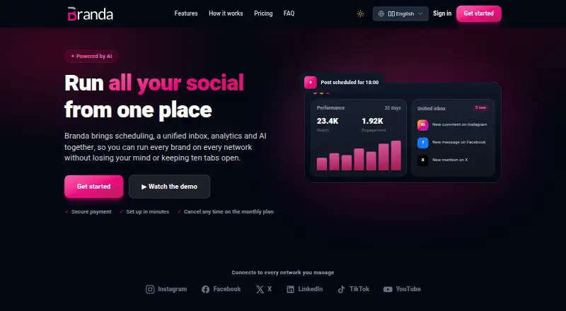 The Branda homepage
