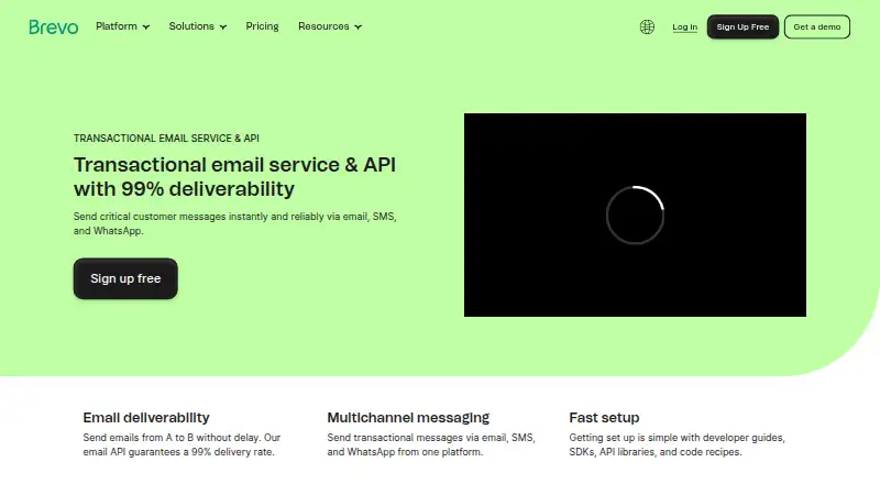Brevo Transactional Email's website