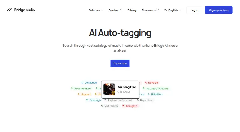 Bridge.audio AI Music Analyzer's website