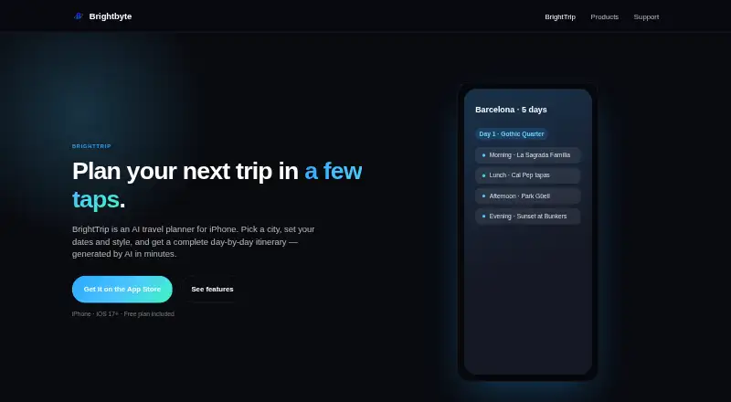 The BrightTrip homepage