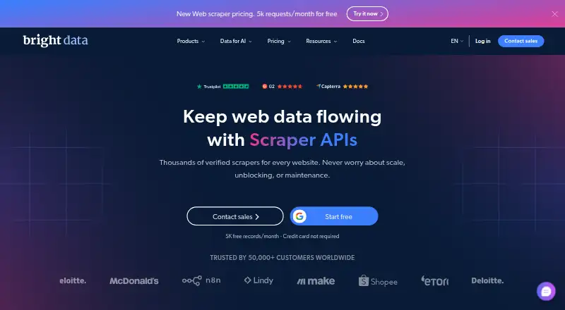 Bright Data Scraper APIs's website