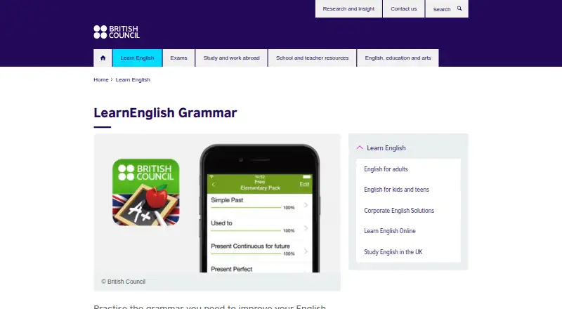 The LearnEnglish Grammar homepage