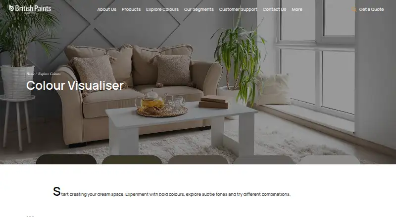 British Paints Colour Visualiser's website