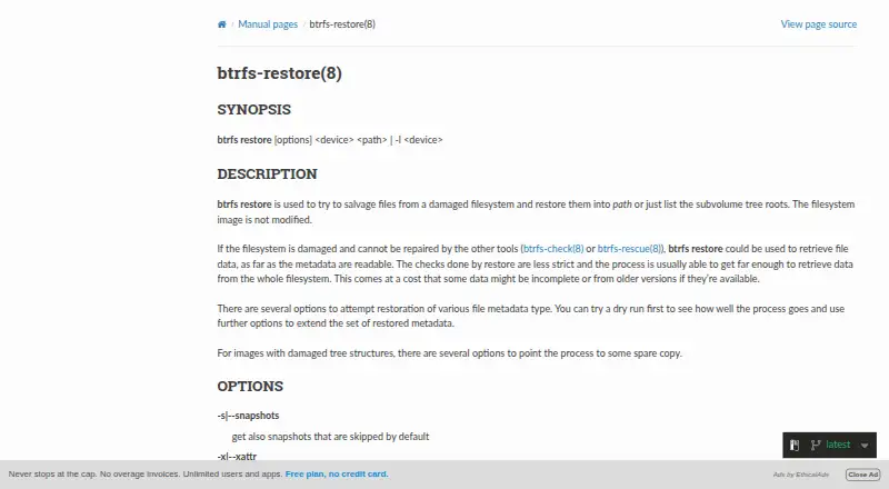btrfs restore's website