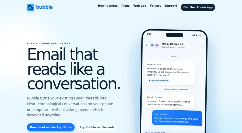 Bubble's website