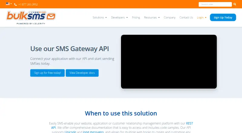 BulkSMS API's website