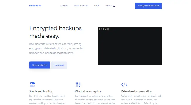 The Bupstash homepage