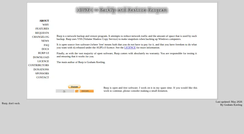 The Burp homepage