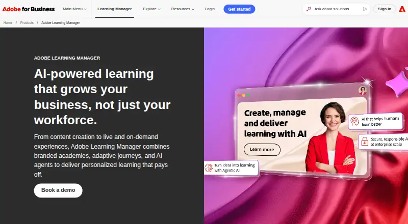 Adobe Learning Manager's website