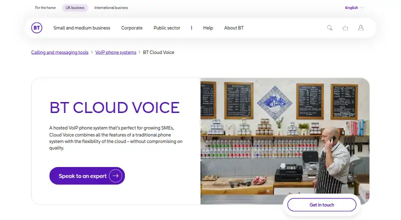 BT Cloud Voice's website