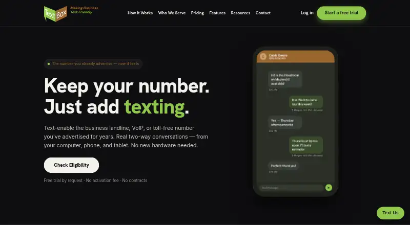 The TextBox homepage