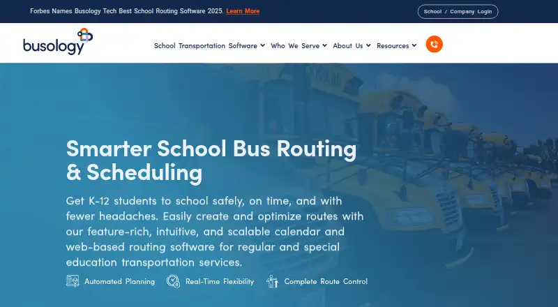 Busology Tech Routing & Scheduling's website