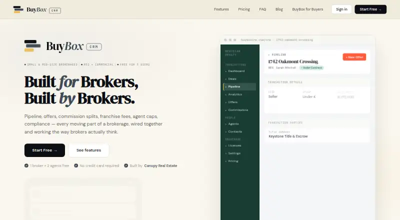 The BuyBox CRM homepage
