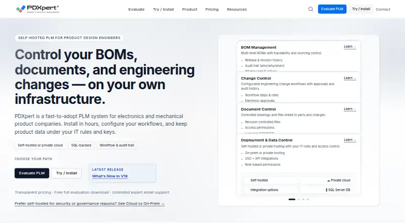 The PDXpert PLM homepage