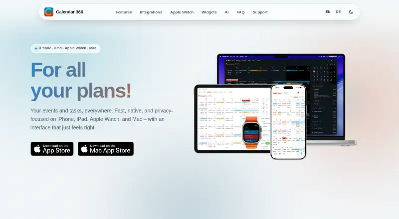 The Calendar 366 homepage