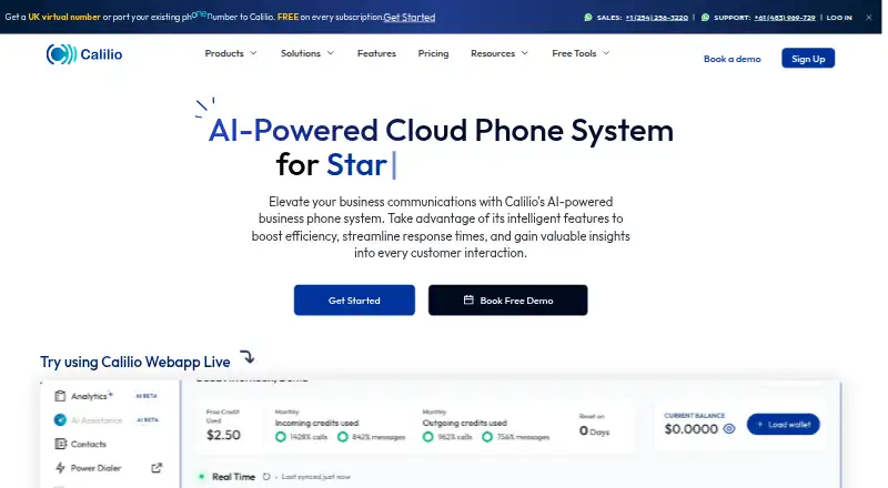 The Calilio homepage