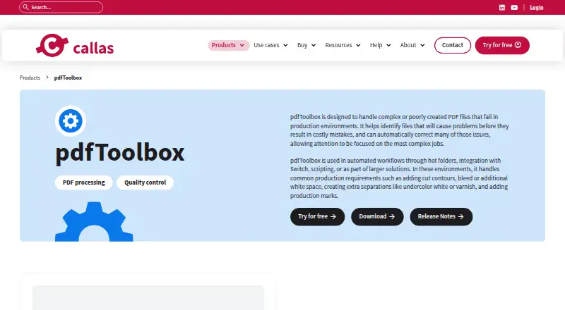 callas pdfToolbox SDK's website