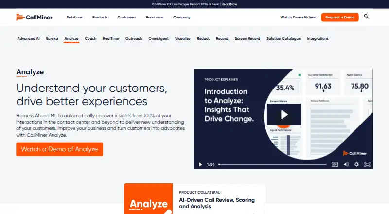 CallMiner Analyze's website