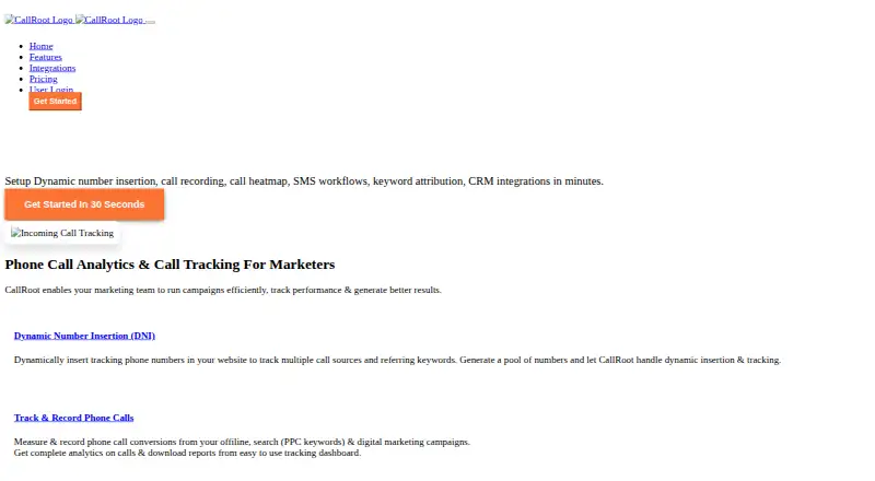 CallRoot's website