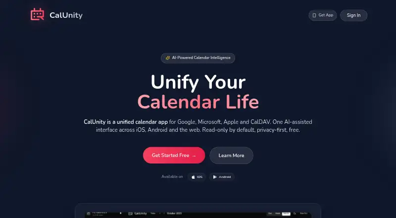 The CalUnity homepage