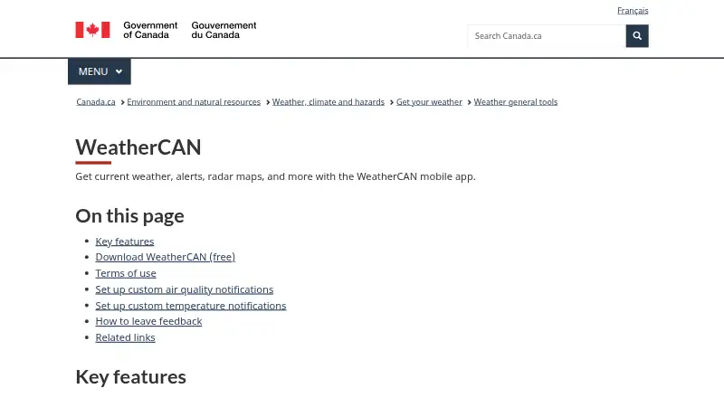 WeatherCAN's website