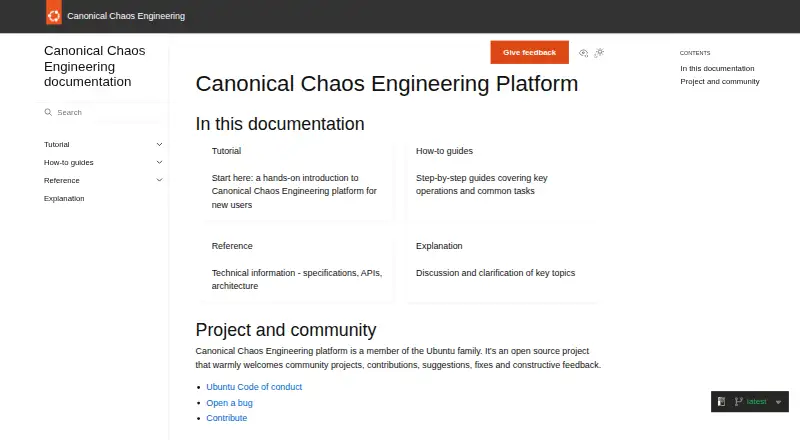 Canonical Chaos Engineering Platform's website