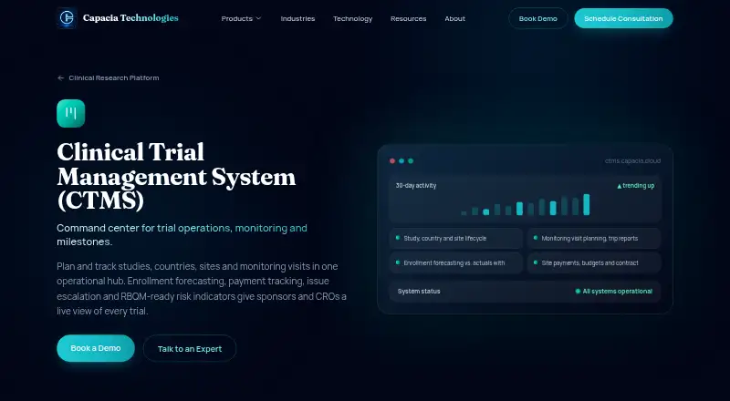 Capacia CTMS's website