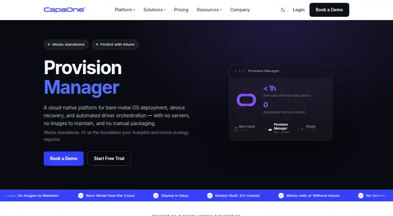 CapaOne Provision Manager's website
