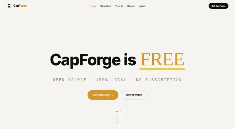 The CapForge homepage