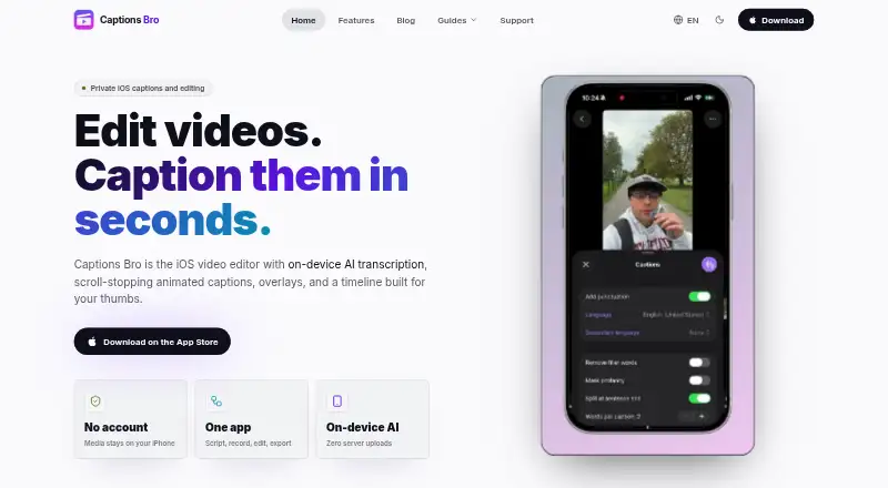 The Captions Bro homepage