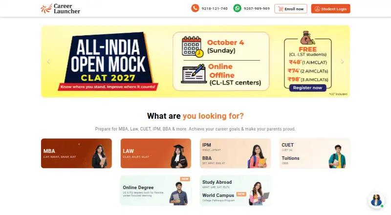 The Career Launcher homepage