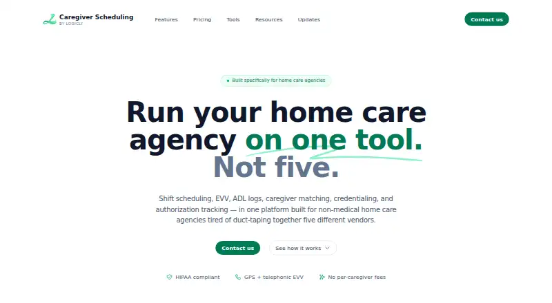 Caregiver Scheduling's website