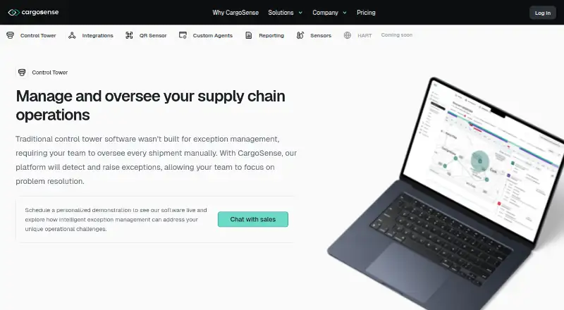 CargoSense Control Tower's website