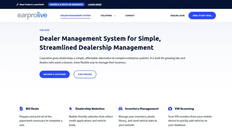 CarProLive DMS's website