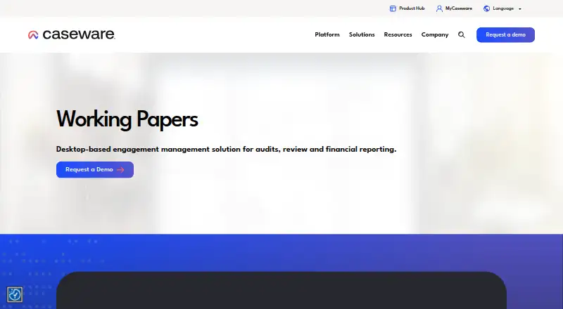 Caseware Working Papers's website
